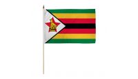 Zimbabwe Stick Flag 12in by 18in on 24in Wooden Dowel