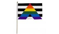 Gay Straight Alliance Stick Flag 12in by 18in on 24in Wooden Dowel