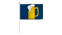 Beer Mug Blue Stick Flag 12in by 18in on 24in Wooden Dowel