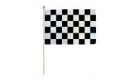 Black & White Checkered Stick Flag 12in by 18in on 24in Wooden Dowel