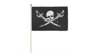 Brethren of the Coast Pirate Stick Flag 12in by 18in on 24in Wooden Dowel