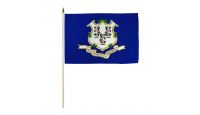 Connecticut Stick Flag 12in by 18in on 24in Wooden Dowel
