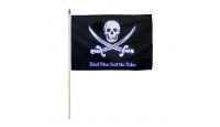 Dead Men Tell No Tales Pirate Stick Flag 12in by 18in on 24in Wooden Dowel