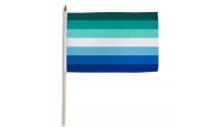 Gay Male Rainbow Stick Flag 12in by 18in on 24in Wooden Dowel