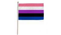 Genderfluid Stick Flag 12in by 18in on 24in Wooden Dowel