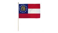 Georgia State Stick Flag 12in by 18in on 24in Wooden Dowel