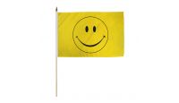 Happy Face Stick Flag 12in by 18in on 24in Wooden Dowel