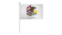 Illinois Stick Flag 12in by 18in on 24in Wooden Dowel