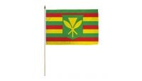 Kanaka Maoli Stick Flag 12in by 18in on 24in Wooden Dowel
