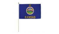 Kansas Stick Flag 12in by 18in on 24in Wooden Dowel
