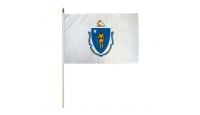 Massachusetts Stick Flag 12in by 18in on 24in Wooden Dowel