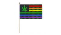 Marijuana USA Rainbow Stick Flag 12in by 18in on 24in Wooden Dowel
