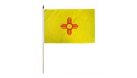 New Mexico Stick Flag 12in by 18in on 24in Wooden Dowel