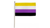 Non-binary Stick Flag 12in by 18in on 24in Wooden Dowel