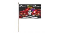 Pirate Queen Stick Flag 12in by 18in on 24in Wooden Dowel