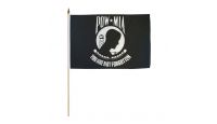 POW-MIA Standard Stick Flag 12in by 18in on 24in Wooden Dowel