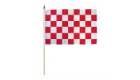 Red & White Checkered Stick Flag 12in by 18in on 24in Wooden Dowel