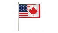 USA/Canada Combination Stick Flag 12in by 18in on 24in Wooden Dowel