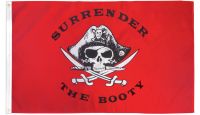 Surrender the Booty Red Pirate Printed Polyester Flag 3ft by 5ft