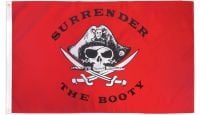Surrender The Booty Red Pirate Printed Polyester Flag 2ft by 3ft
