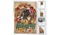 H&G Studios  Thanksgiving Turkey  Printed Polyester Flag 12in by 18in with close ups of material and on pole
