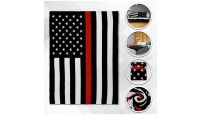Thin Red Line  Blanket 50in by 60in in Soft Plush with closeups of material and displayed on furniture