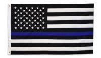 Embroidered Polyester Thin Blue Line Flag 3ft  by 5ft .