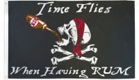 Time Flies When Having Rum Pirate Printed Polyester Flag 3ft by 5ft