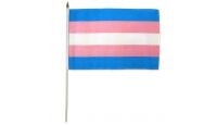 Transgender Stick Flag 12in by 18in on 24in Wooden Dowel