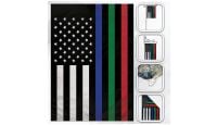 H&G Studios Thin Blue Green Red Line  Printed Polyester Flag 12in by 18in with close ups of material and on pole