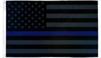 Thin Blue Line Blackout Printed Polyester Flag 3ft by 5ft