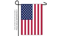 USA Printed Polyester Garden Flag 12in by 18in shown on Pole