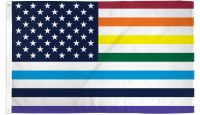USA Rainbow Old Glory Printed Polyester Flag 3ft by 5ft
