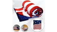 USA Star Spangled  Blanket 50in by 60in in Soft Plush with closeups of material and displayed on furniture