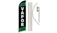 Vapor Green & Black Superknit Polyester Swooper Flag Size 11.5ft by 2.5ft & 6 Piece Pole & Ground Spike Kit