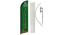 Coffee Superknit Polyester Swooper Flag Size 11.5ft by 2.5ft & 6 Piece Pole & Ground Spike Kit