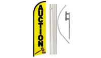 Auction Superknit Polyester Swooper Flag Size 11.5ft by 2.5ft & 6 Piece Pole & Ground Spike Kit