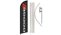 Dodge Superknit Polyester Swooper Flag Size 11.5ft by 2.5ft & 6 Piece Pole & Ground Spike Kit