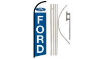Ford Superknit Polyester Swooper Flag Size 11.5ft by 2.5ft & 6 Piece Pole & Ground Spike Kit