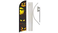 Halloween Eyes Superknit Polyester Swooper Flag Size 11.5ft by 2.5ft & 6 Piece Pole & Ground Spike Kit