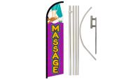 Massage Superknit Polyester Swooper Flag Size 11.5ft by 2.5ft & 6 Piece Pole & Ground Spike Kit