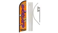 Bakery Superknit Polyester Swooper Flag Size 11.5ft by 2.5ft & 6 Piece Pole & Ground Spike Kit