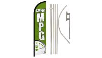 Great MPG Superknit Polyester Swooper Flag Size 11.5ft by 2.5ft & 6 Piece Pole & Ground Spike Kit