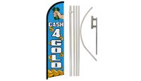 Cash 4 Gold Superknit Polyester Swooper Flag Size 11.5ft by 2.5ft & 6 Piece Pole & Ground Spike Kit