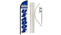 Autos Usados Superknit Polyester Swooper Flag Size 11.5ft by 2.5ft & 6 Piece Pole & Ground Spike Kit