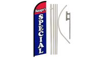 Managers Special Superknit Polyester Swooper Flag Size 11.5ft by 2.5ft & 6 Piece Pole & Ground Spike Kit