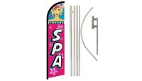 Spa Superknit Polyester Swooper Flag Size 11.5ft by 2.5ft & 6 Piece Pole & Ground Spike Kit