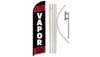 Vapor Red & Black Superknit Polyester Swooper Flag Size 11.5ft by 2.5ft & 6 Piece Pole & Ground Spike Kit