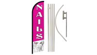 Nails Superknit Polyester Swooper Flag Size 11.5ft by 2.5ft & 6 Piece Pole & Ground Spike Kit