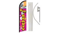 Hair & Beauty Superknit Polyester Swooper Flag Size 11.5ft by 2.5ft & 6 Piece Pole & Ground Spike Kit